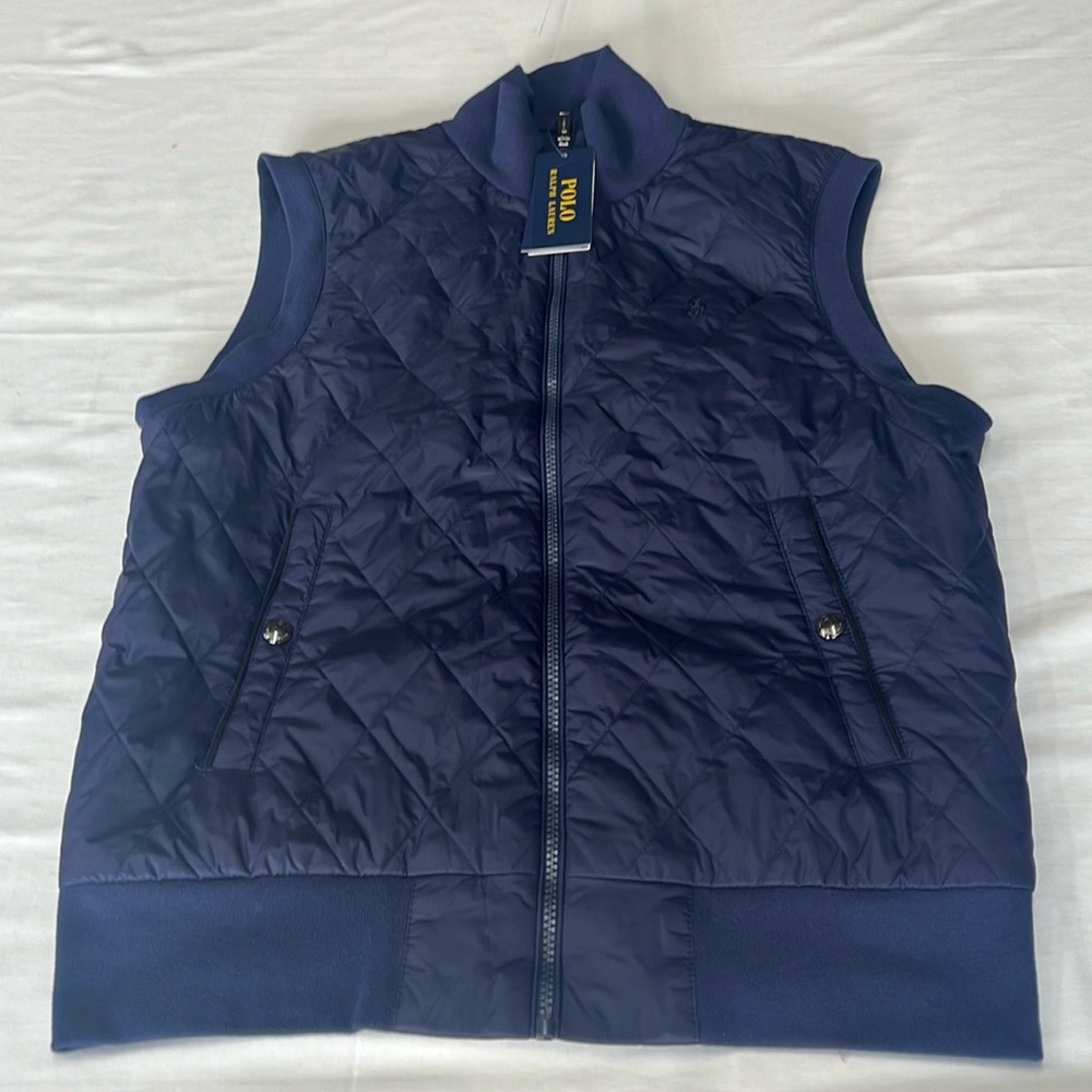 Polo Ralph Lauren’s Quilted Hybrid Vest crafted with recycled polyester-nylon